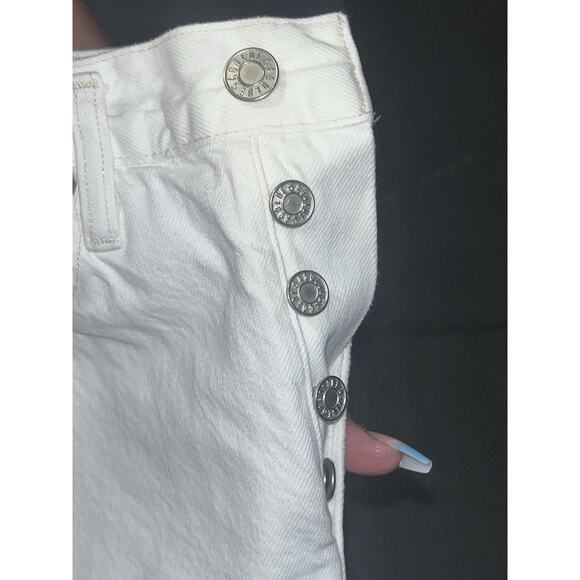Agolde Shorts Womens 25 White Parker Long High Rise Fly Button Frayed - Picture 4 of 6